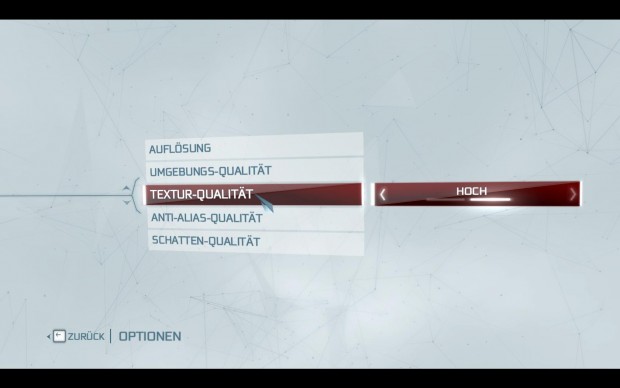 Das Grafikmenü im Spiel